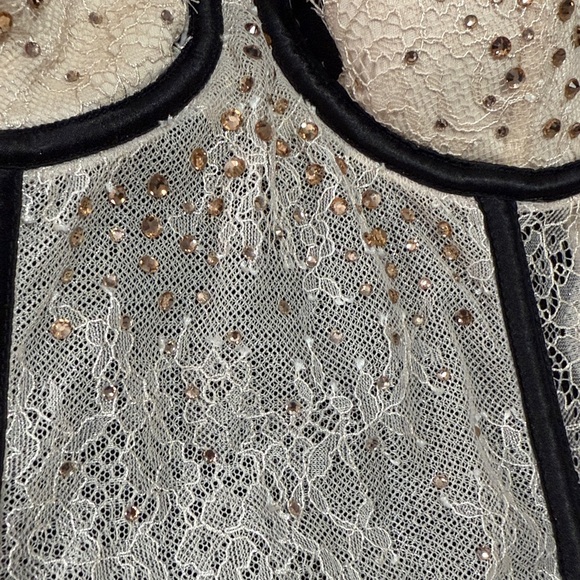 32C Vs Victoriaâs Secret embellished Crystal Lace Slip Corset Style Champagne - Picture 15 of 15